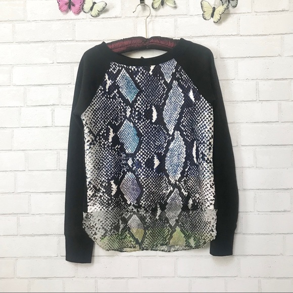 DVF Lisha Sweatshirt Python Mixed Media Top - Picture 3 of 8